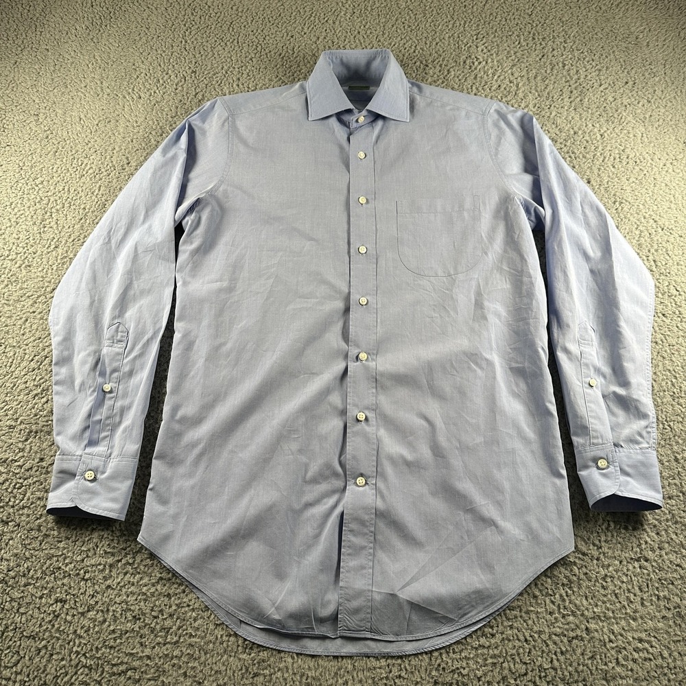Sid‎ Mashburn Shirt Mens S Blue 100% Cotton Dress Point Collar Made Honduras
